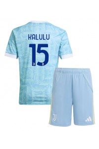 Juventus Pierre Kalulu #15 Babytruitje Uit tenue Kind 2025-26 Korte Mouw (+ Korte broeken)